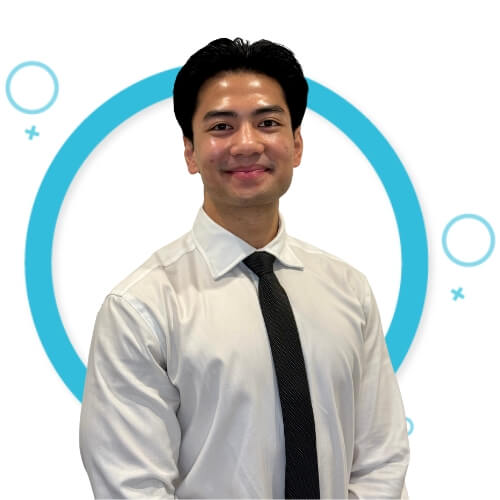 Martin Solon Portrait in front of blue circle design